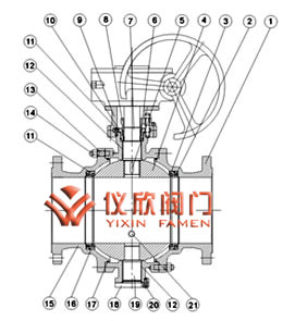 長輸管線球閥,結構圖